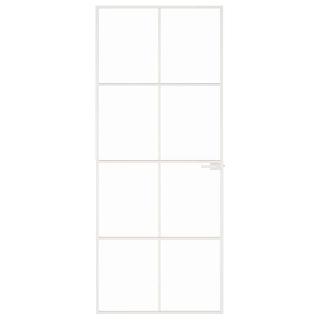 Vidaxx porte intérieure 83x201,5 cm verre trempé et aluminium étroit blanc