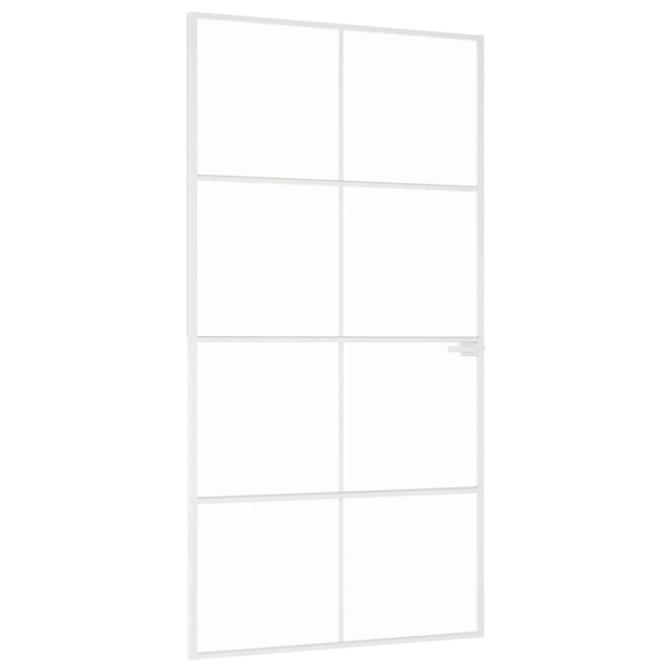 Vidaxl Porte intérieure 102x201,5 cm Verre durcie et aluminium blanc étroit