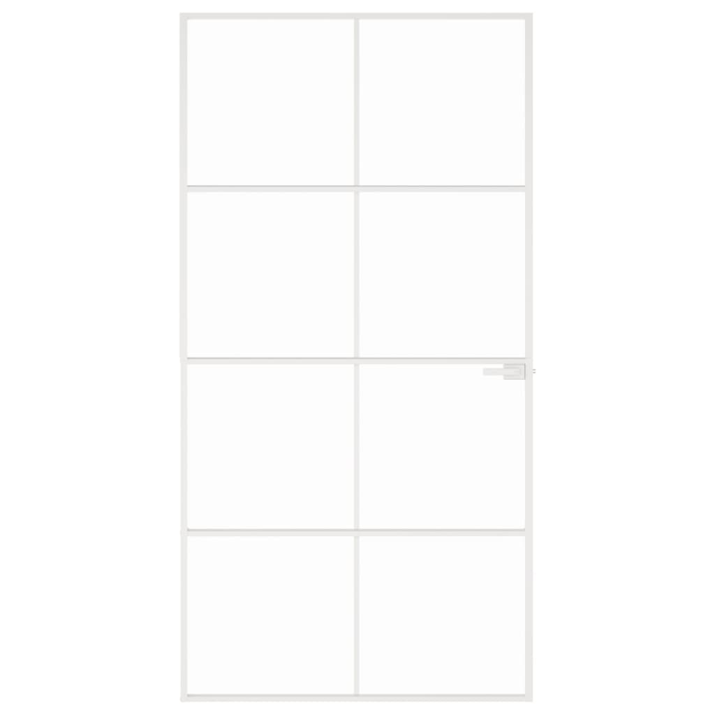 Vidaxl Porte intérieure 102x201,5 cm Verre durcie et aluminium blanc étroit