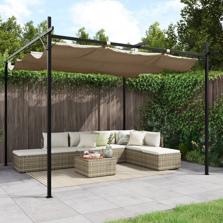 Pergola VidaXL avec toit rétractable 295x292x230 taupe