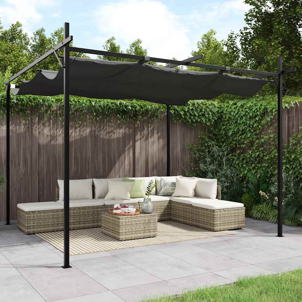 Vidaxl pergola avec toit extensible 295x292x230 anthracite -colored