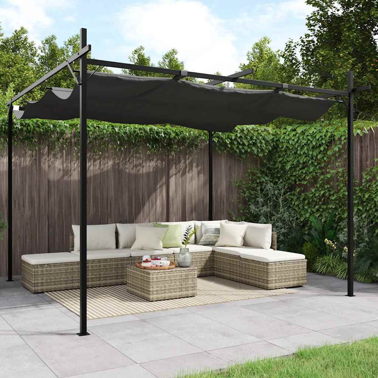 Vidaxl pergola avec toit extensible 295x292x230 anthracite -colored