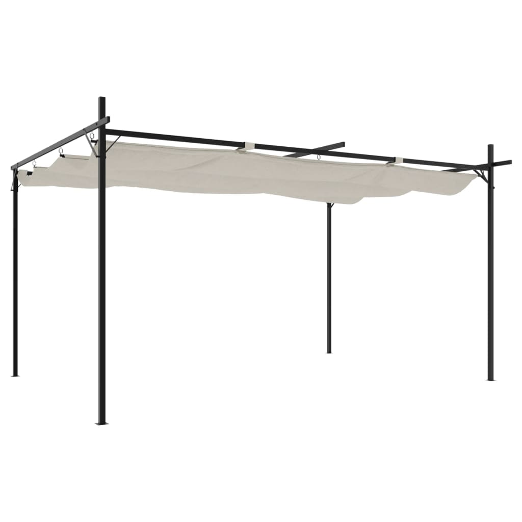 Pergola VidaXL avec toit rétractable 395x292x230 couleur crème