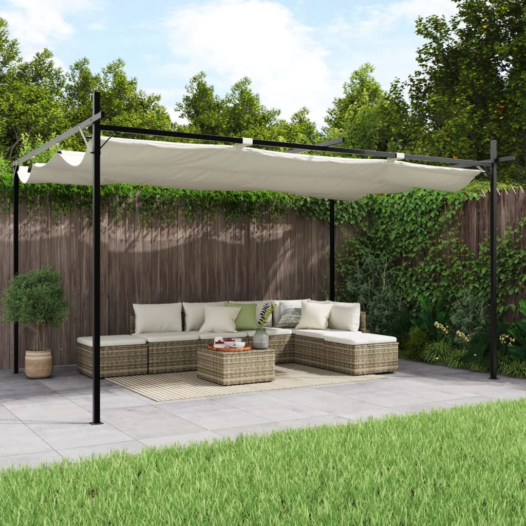 Pergola VidaXL avec toit rétractable 395x292x230 couleur crème