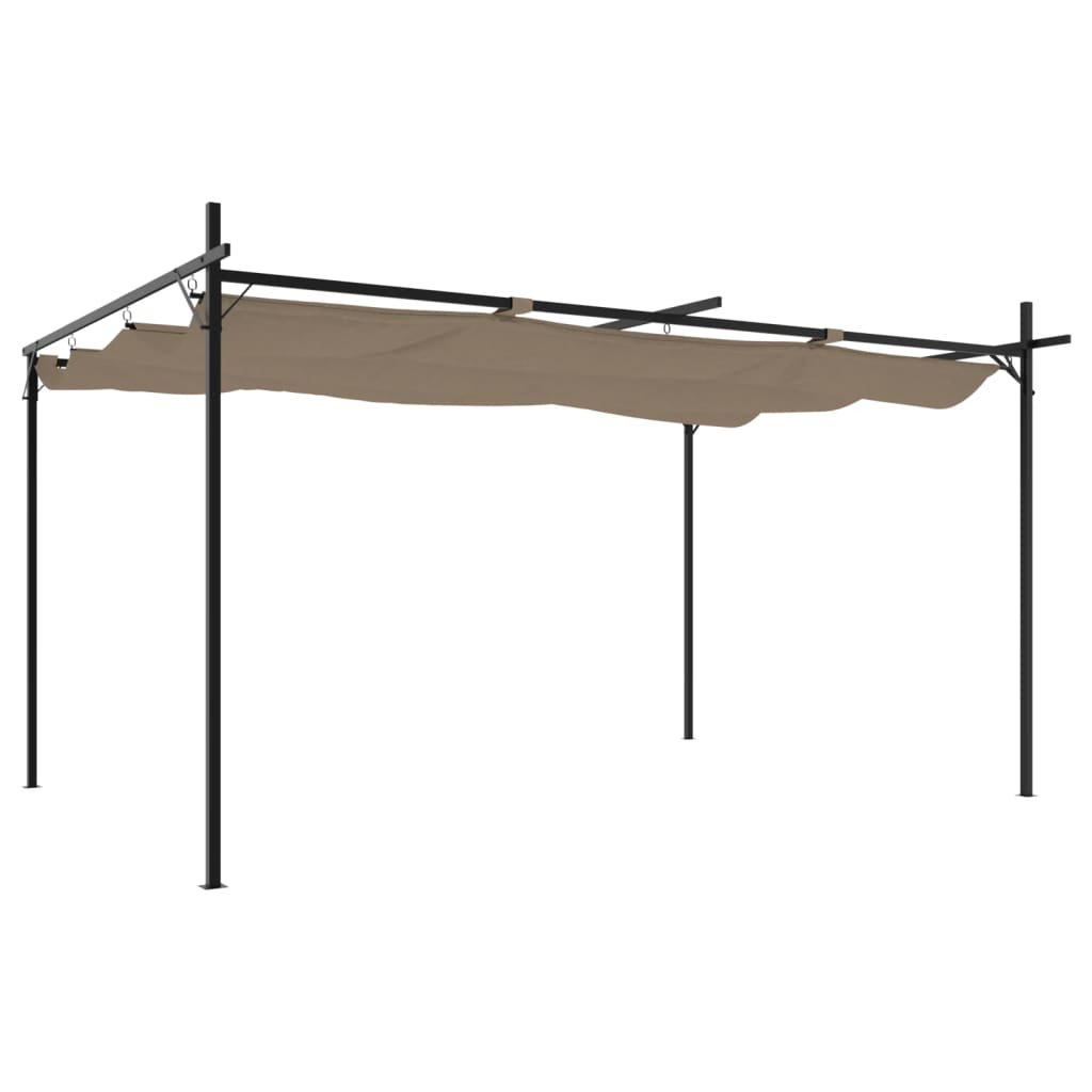 Pergola VidaXL avec toit rétractable 395x292x230 taupe