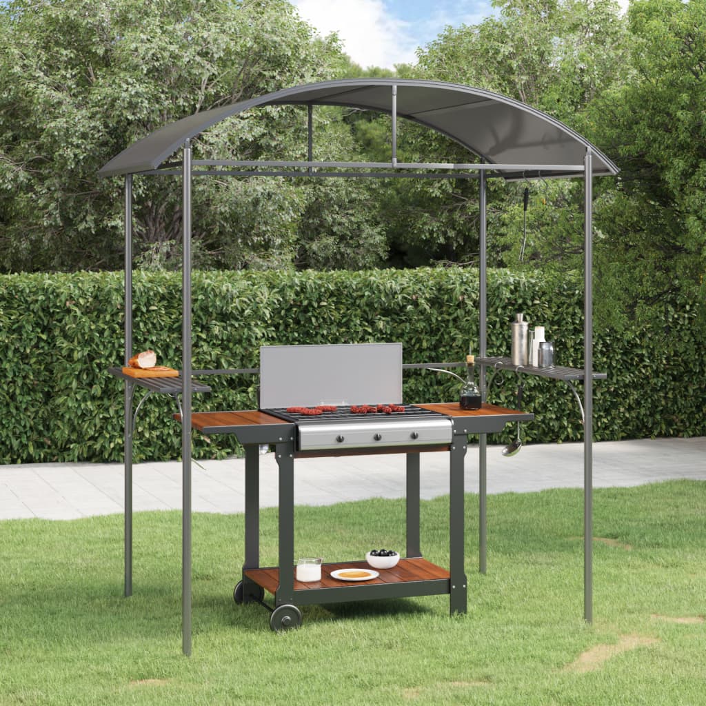 Vidaxl barbecuepavilion avec planches latérales 220x115x230 cm anthracite en acier