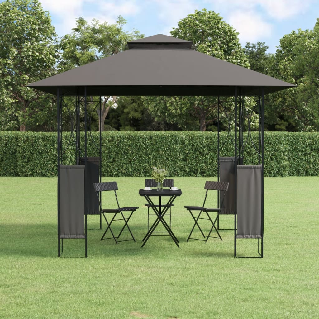 Arbor Vidaxl avec toit 300x300x270 cm anthracite en acier -colore