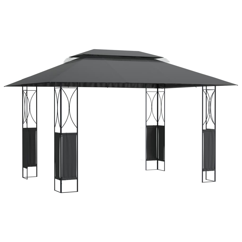 Arbor Vidaxl avec toit 400x300x270 cm Anthracite en acier -colore