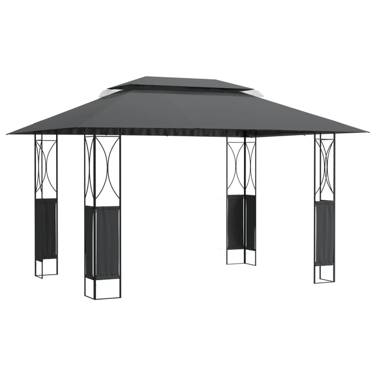Arbor Vidaxl avec toit 400x300x270 cm Anthracite en acier -colore