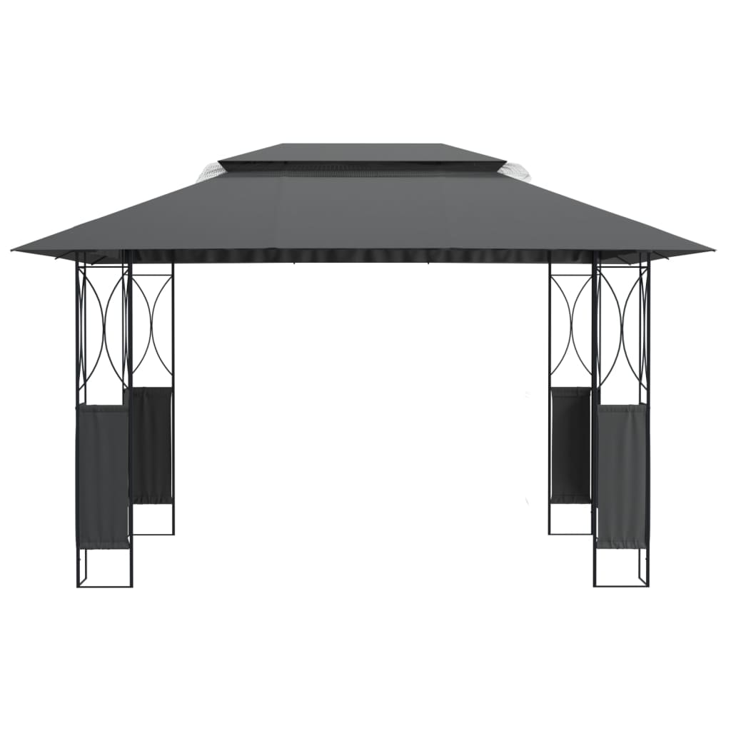 Arbor Vidaxl avec toit 400x300x270 cm Anthracite en acier -colore