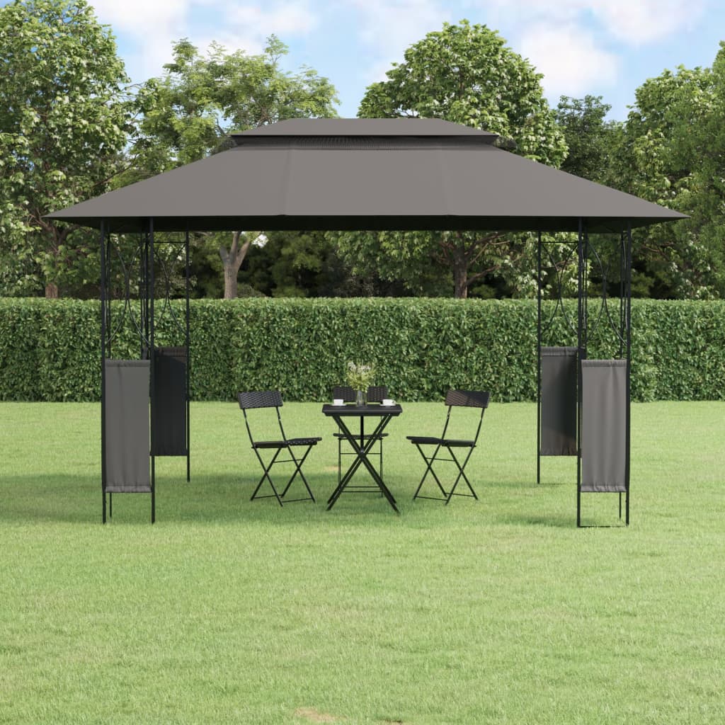 Arbor Vidaxl avec toit 400x300x270 cm Anthracite en acier -colore