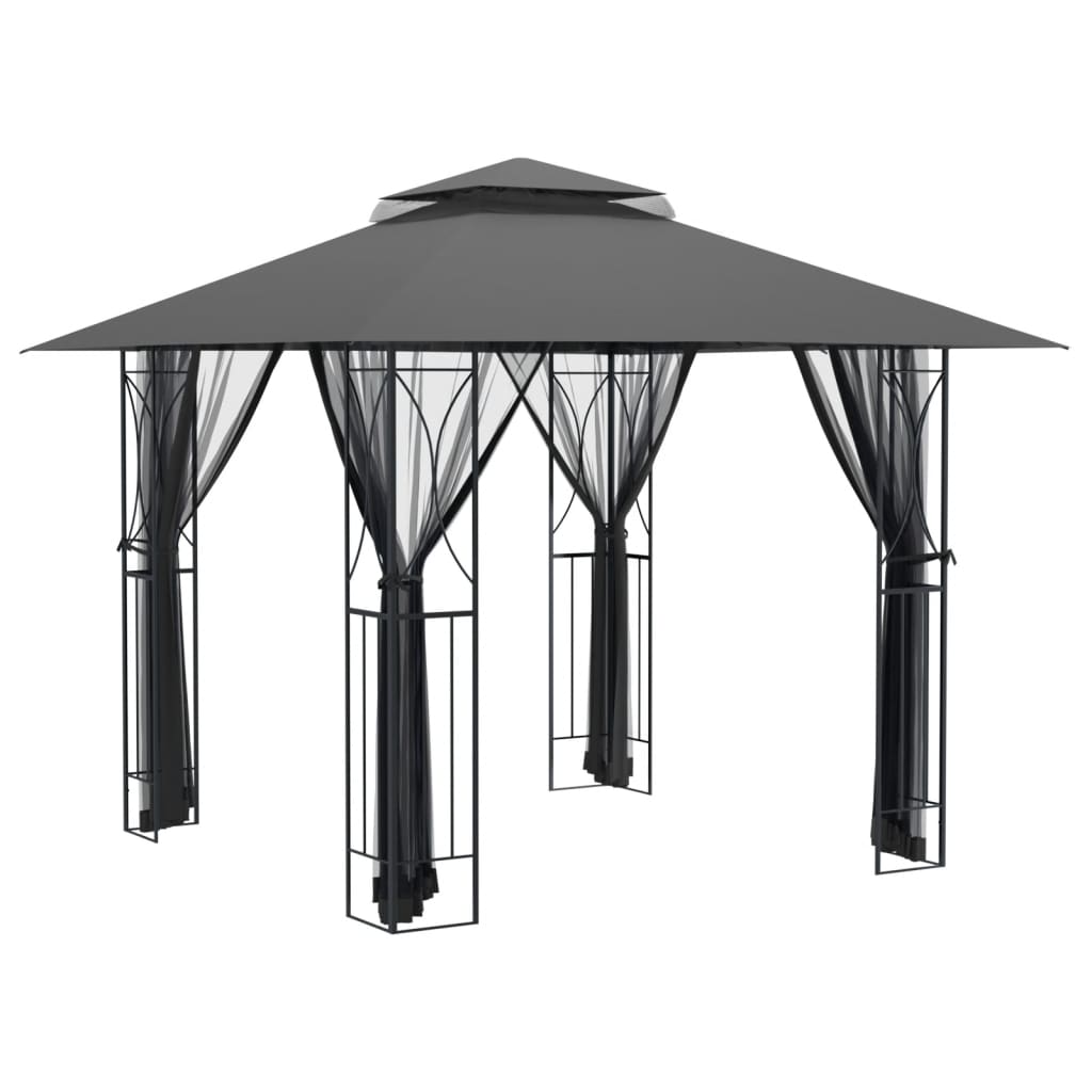 Arbor Vidaxl avec parois latérales 300x300x270 cm anthracite en acier -colore