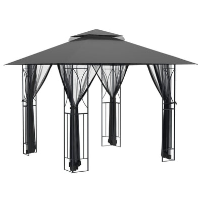 Arbor Vidaxl avec parois latérales 300x300x270 cm anthracite en acier -colore