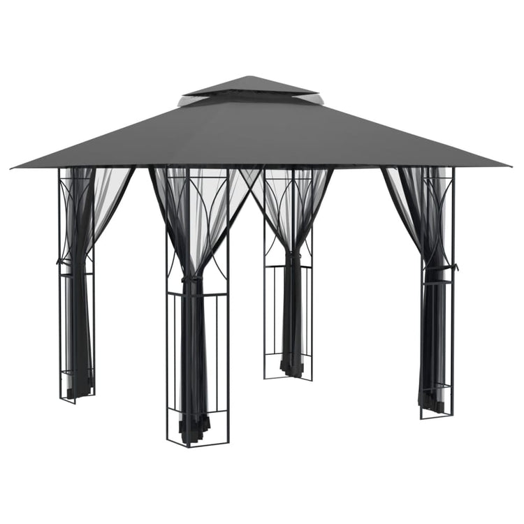 Arbor Vidaxl avec parois latérales 300x300x270 cm anthracite en acier -colore