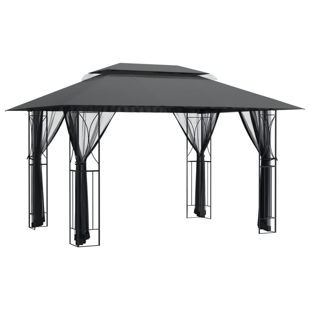 Arbor vidaxl avec parois latérales 400x300x270 cm anthracite en acier -colore