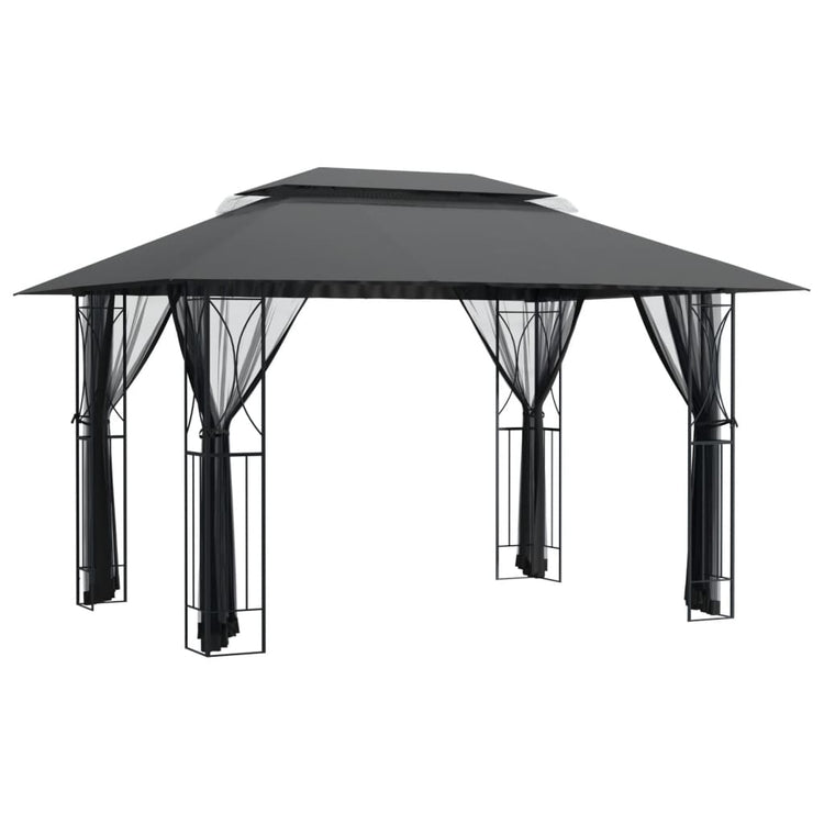 Arbor vidaxl avec parois latérales 400x300x270 cm anthracite en acier -colore