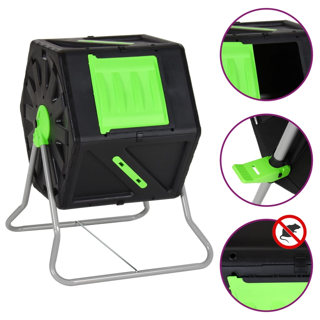 Tambour de compostage Vidaxl 105 l 60x58x74 cm polypropène
