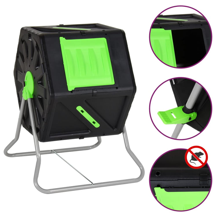 Tambour de compostage Vidaxl 105 l 60x58x74 cm polypropène