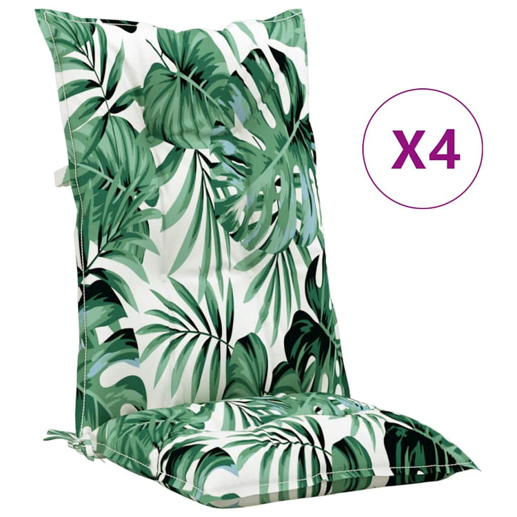 Coussins de chaise vidaxl 4 st dossier haut 120x50x7 cm motif de feuille de tissu