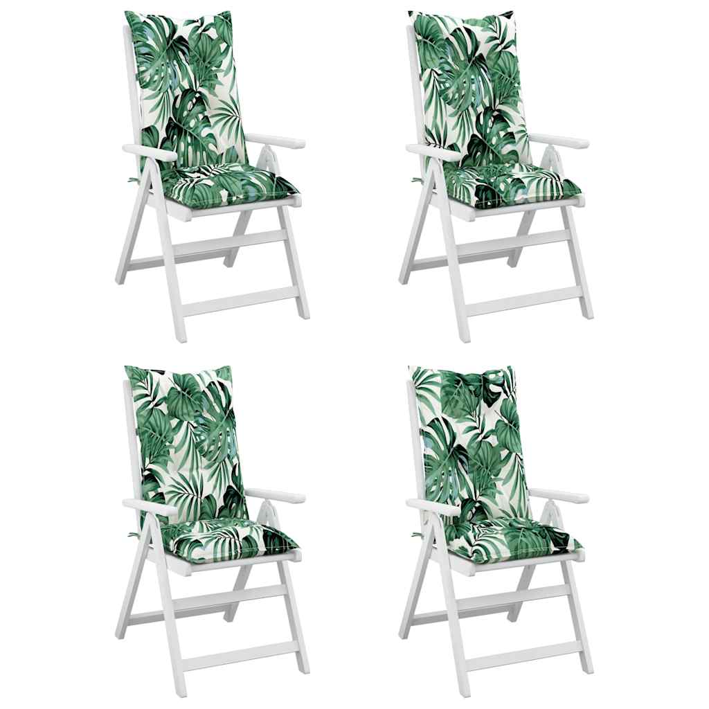 Coussins de chaise vidaxl 4 st dossier haut 120x50x7 cm motif de feuille de tissu