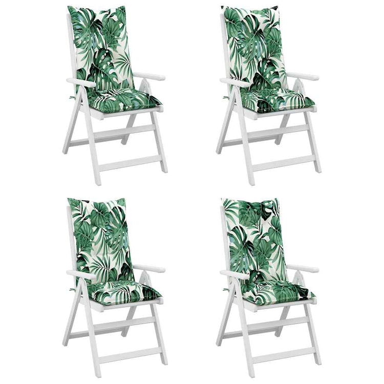 Coussins de chaise vidaxl 4 st dossier haut 120x50x7 cm motif de feuille de tissu