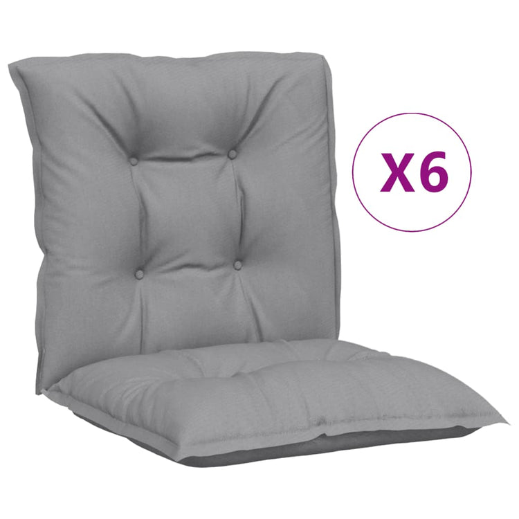 VidaXL coussins de chaise de jardin 6 pcs dossier bas 100x50x7 cm tissu gris