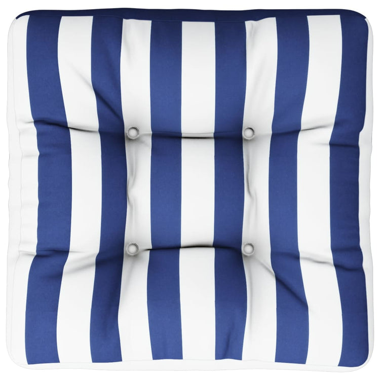 Coussin de palette vidaxl rayé 50x50x12 cm tissu bleu et blanc