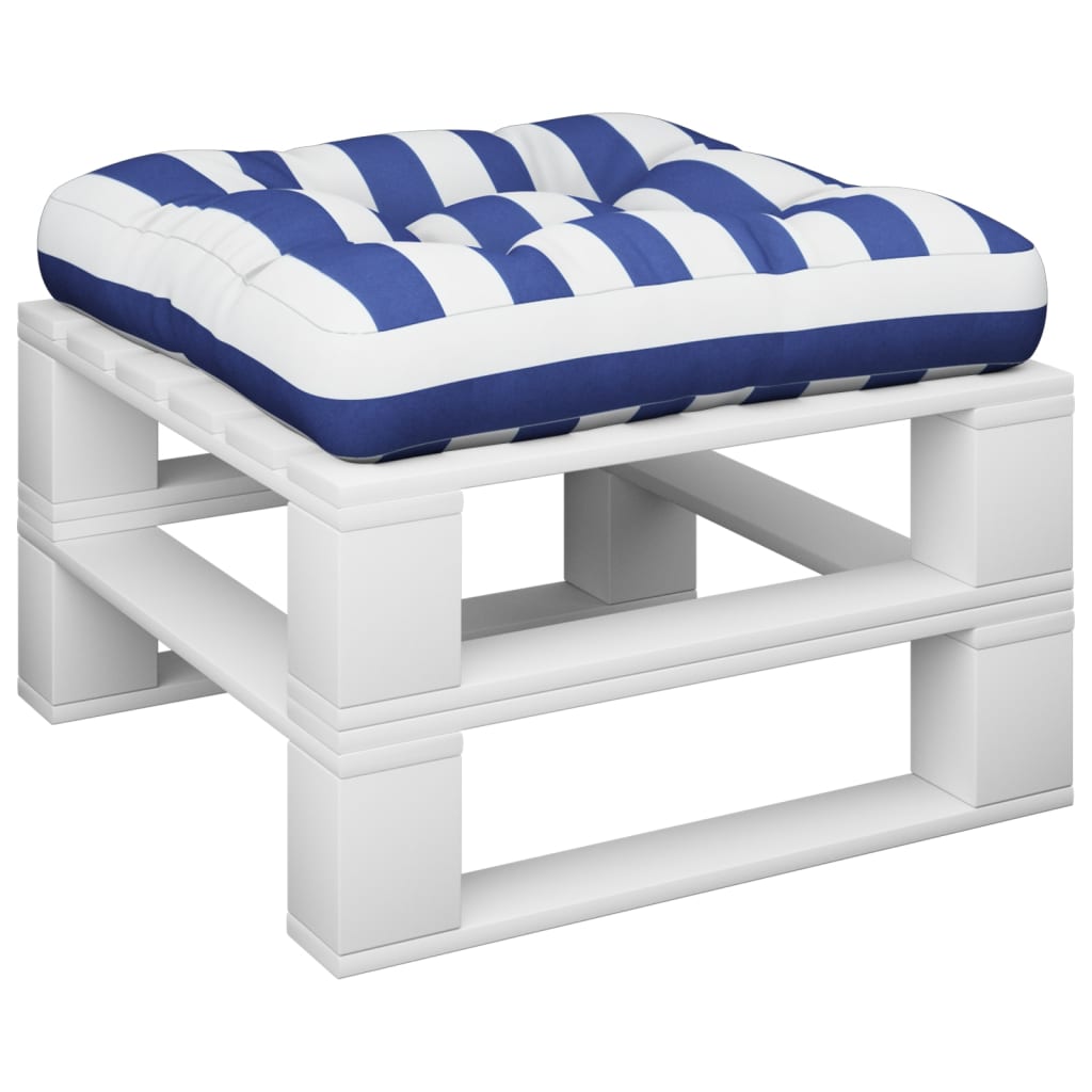 Coussin de palette vidaxl rayé 50x50x12 cm tissu bleu et blanc