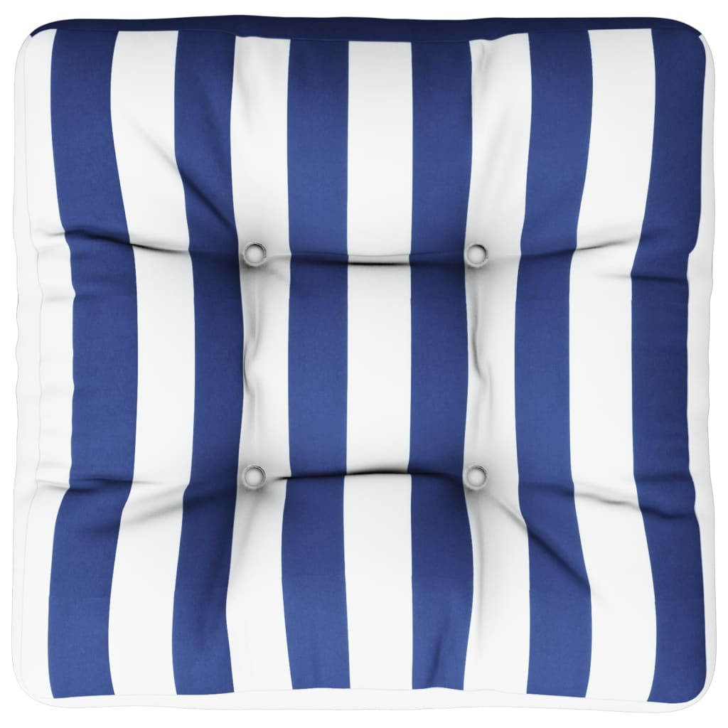 Coussin de palette vidaxl rayé 60x60x12 cm tissu bleu et blanc