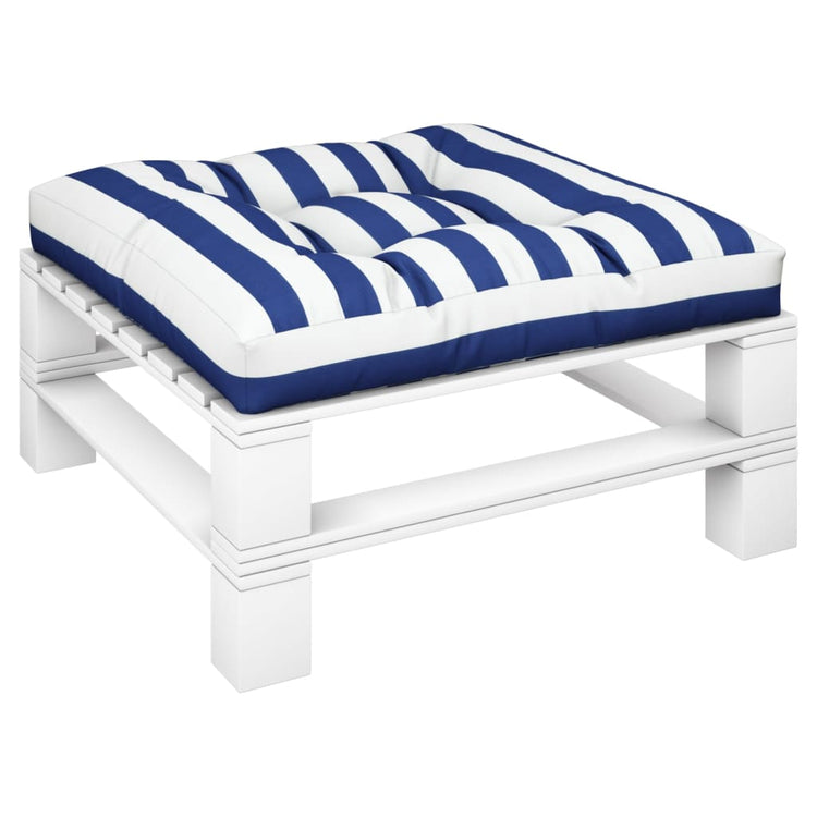 Coussin de palette vidaxl rayée 70x70x12 cm tissu bleu et blanc