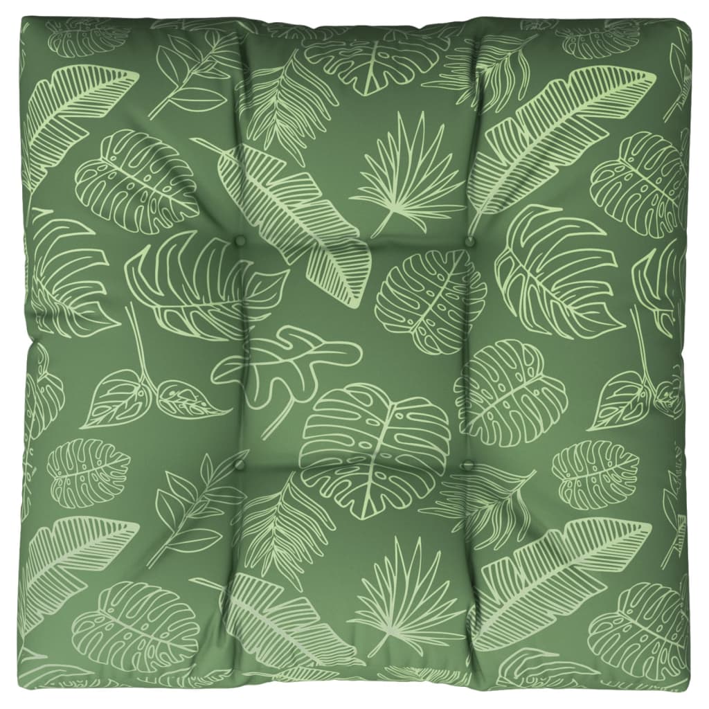 VidaXL coussin palette motif feuille 70x70x12 cm tissu