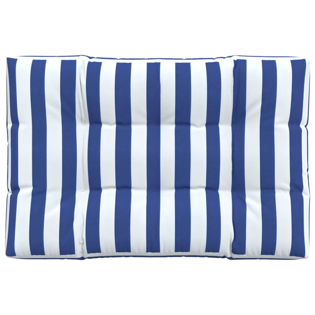 Coussin de palette vidaxl rayée 120x80x12 cm tissu bleu et blanc
