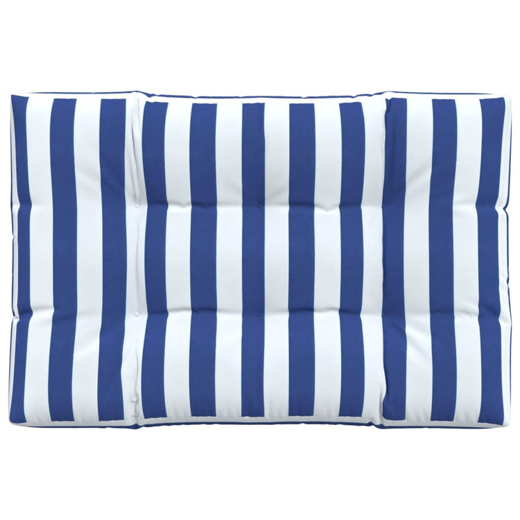 Coussin de palette vidaxl rayée 120x80x12 cm tissu bleu et blanc
