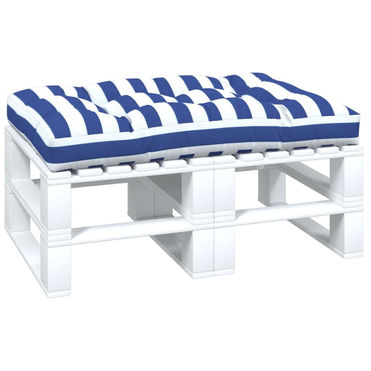 Coussin de palette vidaxl rayée 120x80x12 cm tissu bleu et blanc