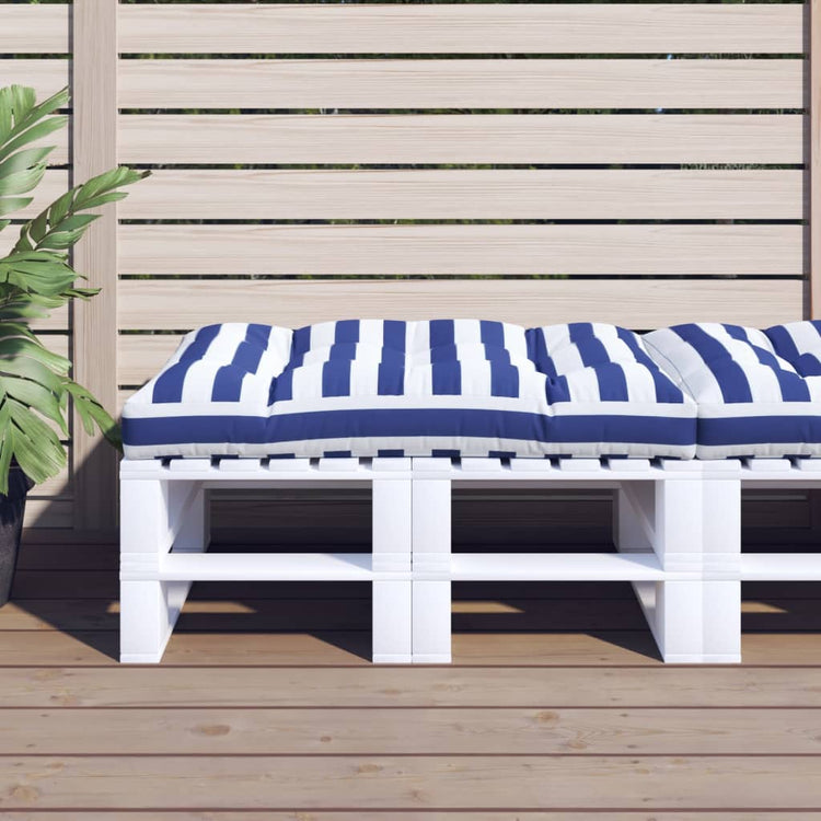 Coussin de palette vidaxl rayée 120x80x12 cm tissu bleu et blanc