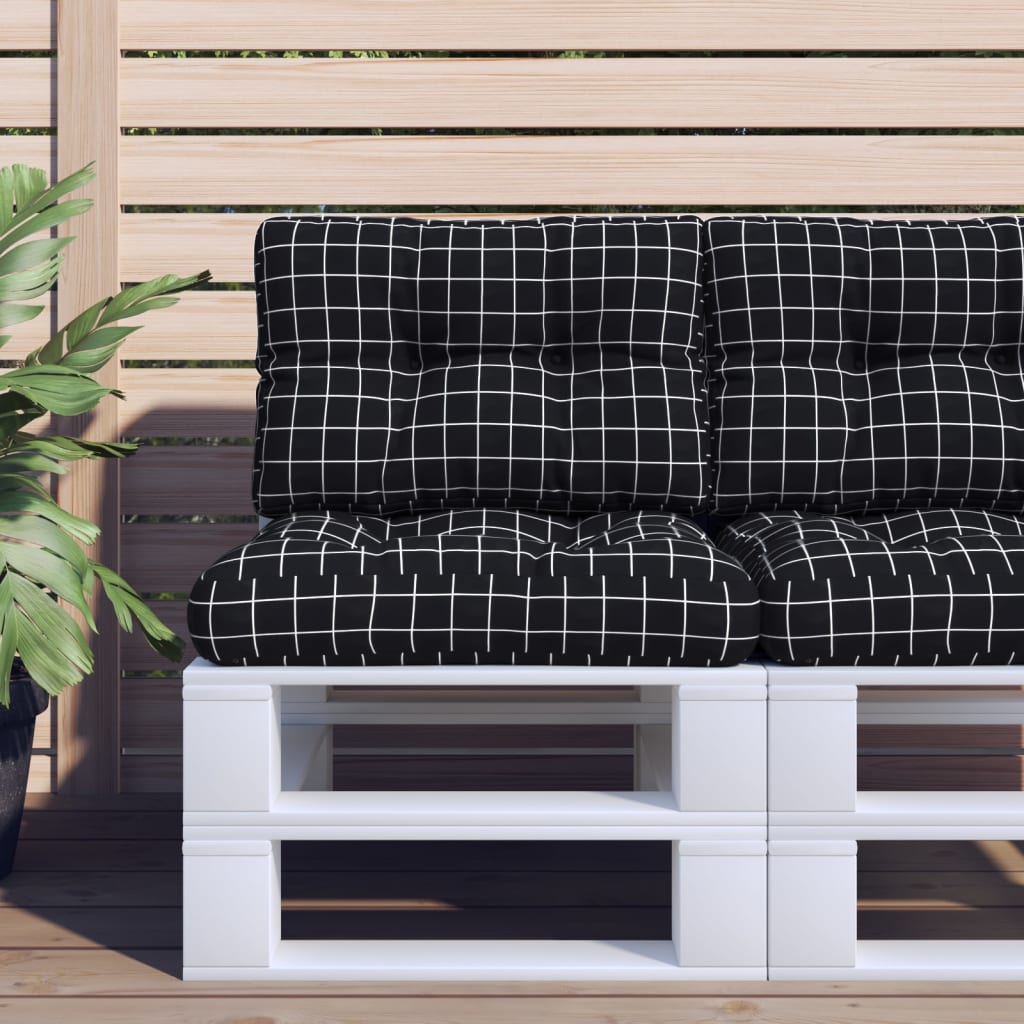 VidaXL coussin de palette motif losange 50x40x12 cm tissu noir