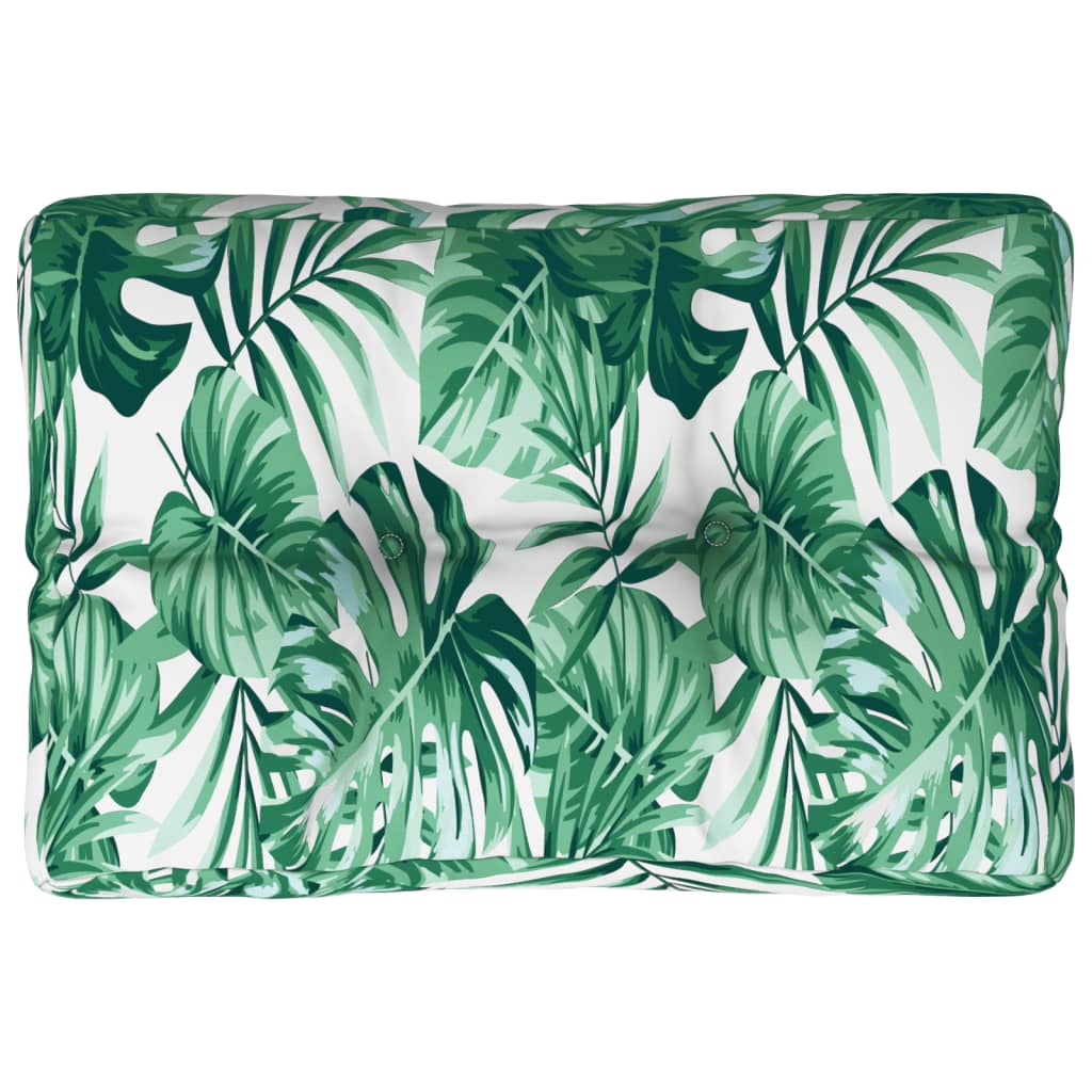 VidaXL coussin palette 60x40x12 cm tissu motif feuille