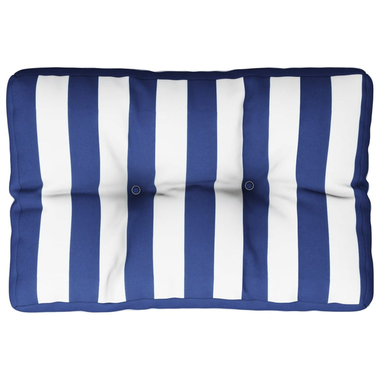 Coussin de palette vidaxl rayé 60x40x12 cm tissu bleu et blanc