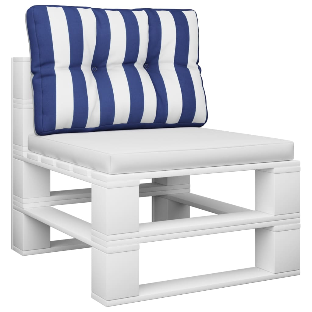 Coussin de palette vidaxl rayé 60x40x12 cm tissu bleu et blanc