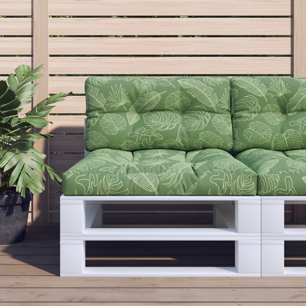 VidaXL coussin palette motif feuille 80x40x12 cm tissu