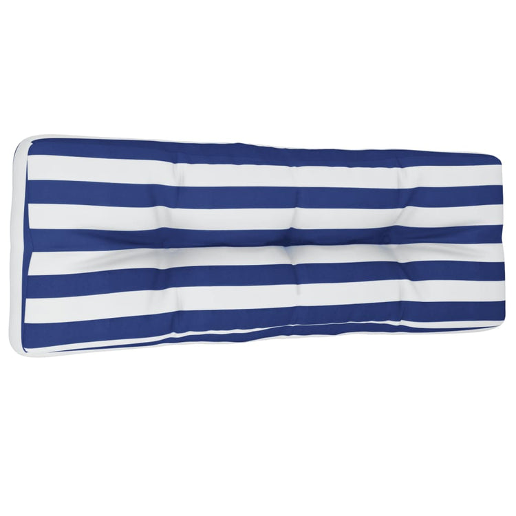 Coussin de palette Vidaxl 120x40x12 cm Tissu rayé bleu et blanc
