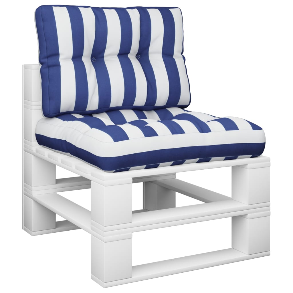 Coussins de palette vidaxl 2 St tissu étanche blanc et bleu