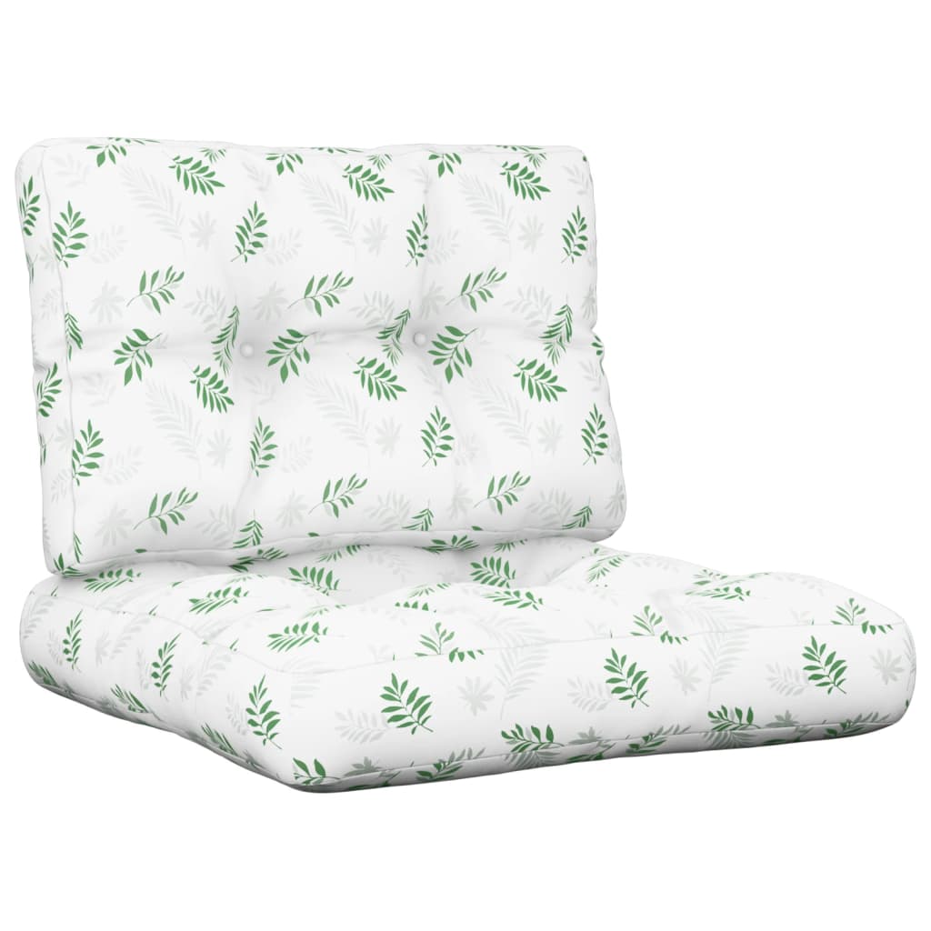 VidaXL coussins de palette 2 pcs tissu motif feuille