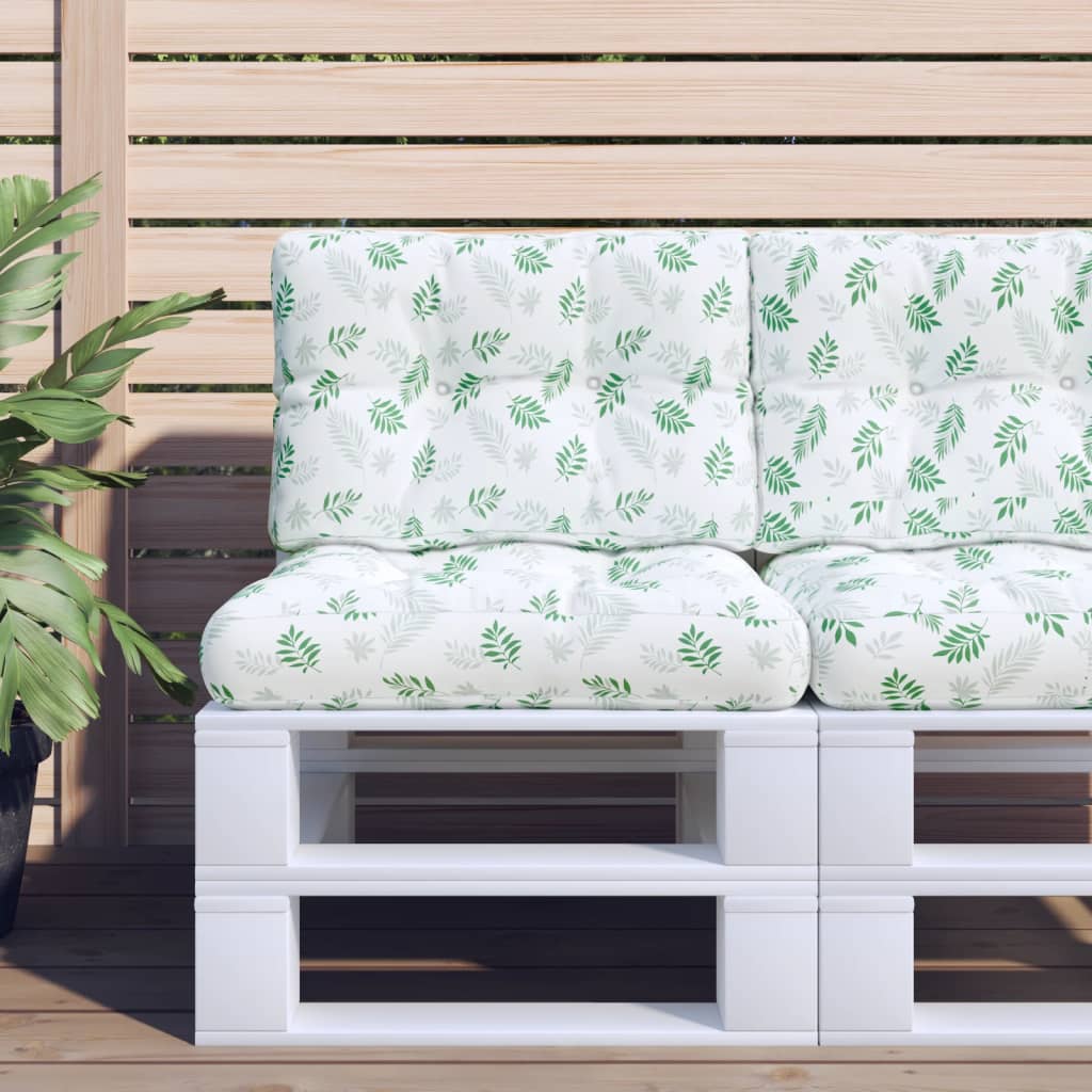 VidaXL coussins de palette 2 pcs tissu motif feuille