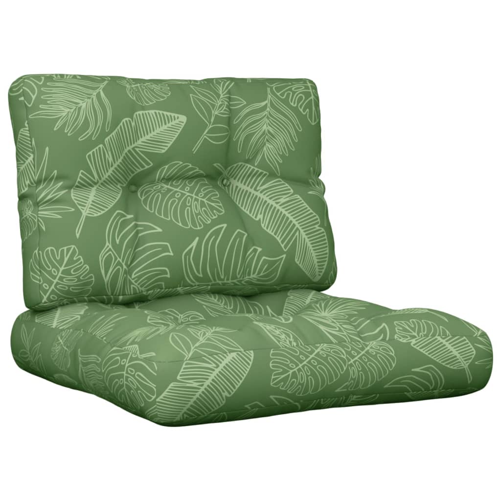 Coussins de palette vidaxl 2 st motif de feuille de tissu
