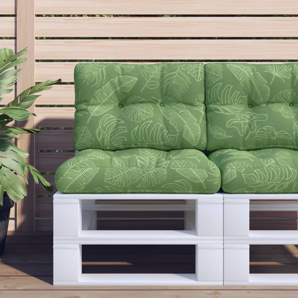 Coussins de palette vidaxl 2 st motif de feuille de tissu