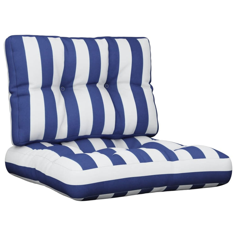 VidaXL coussins de palette 2 pcs tissu rayé blanc et bleu