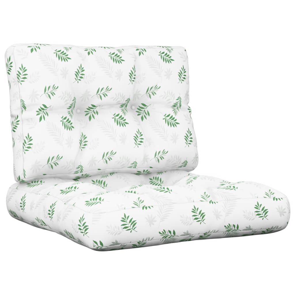 Coussins de palette vidaxl 2 st motif de feuille de tissu
