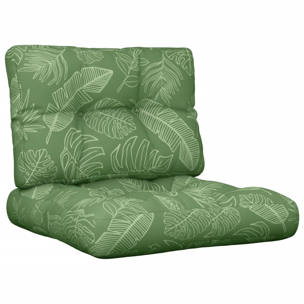 Coussins de palette vidaxl 2 st motif de feuille de tissu