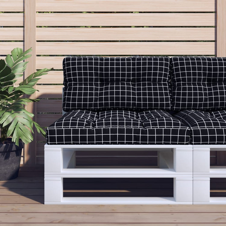 Coussins de palette vidaxl 2 st tissu diamant motif noir